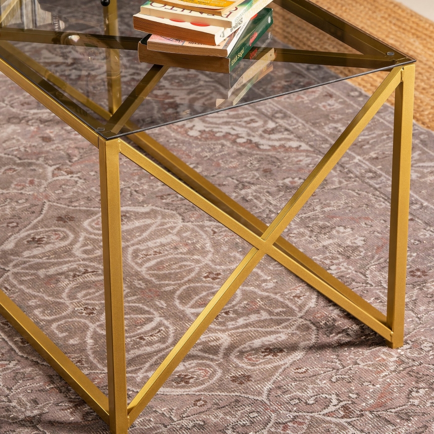 Coffee table ILIOMAR 46,6x94 cm gold/black