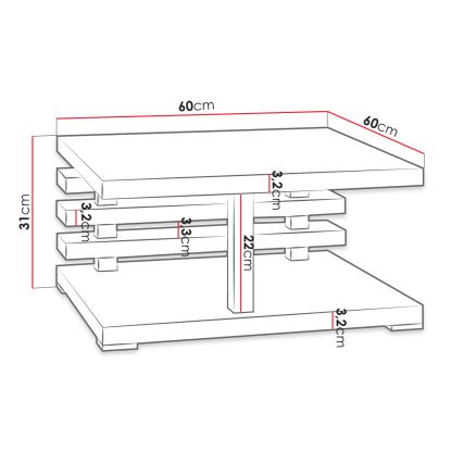 Coffee table KYOTO 31x60 cm matte white