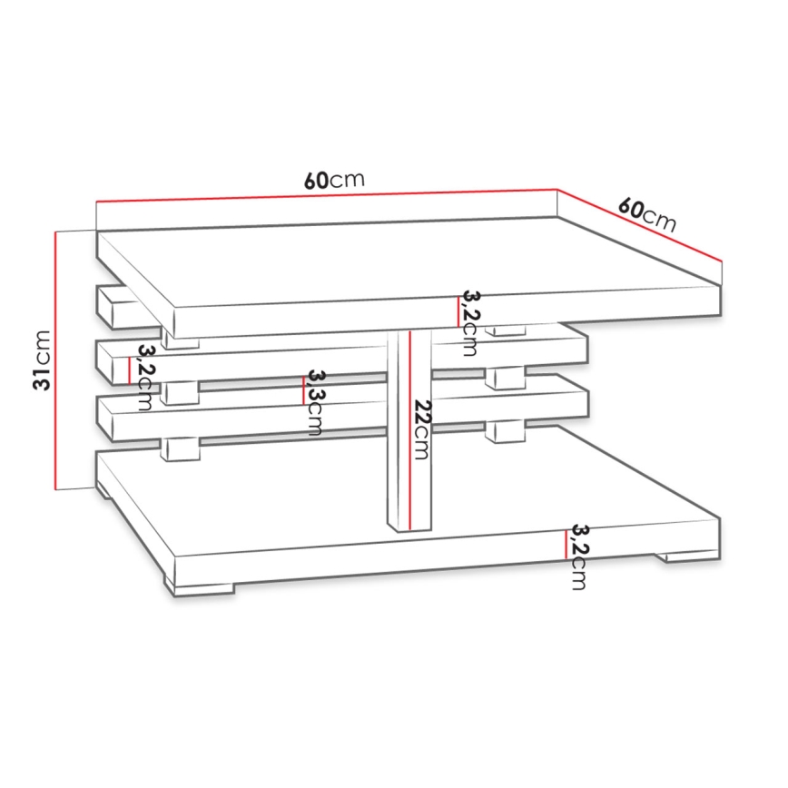 Coffee table KYOTO 31x60 cm matte white