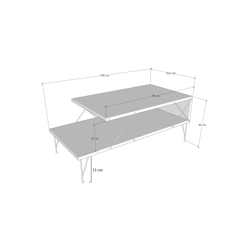Coffee table LOIRE 40x100 cm beige/black