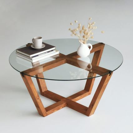 Coffee table LOTUS 35x75 cm brown/clear