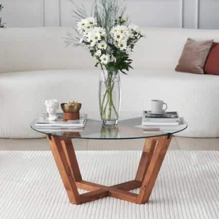 Coffee table LOTUS 35x75 cm brown/clear