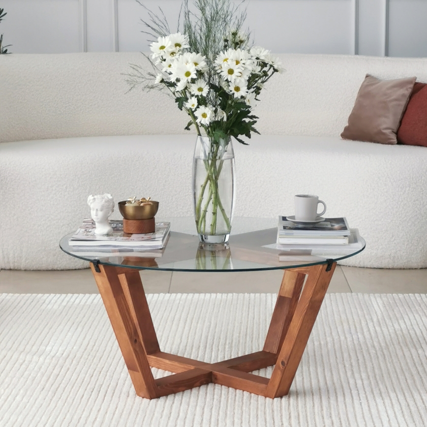 Coffee table LOTUS 35x75 cm brown/clear