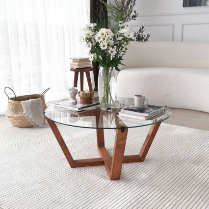 Coffee table LOTUS 35x75 cm brown/clear