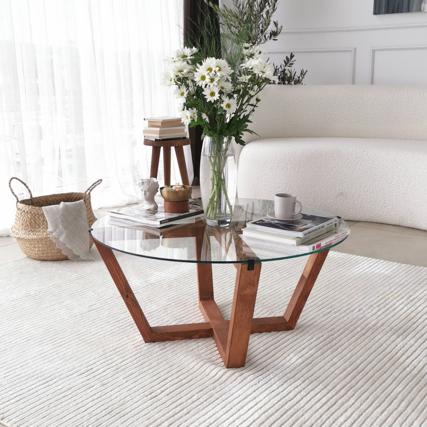 Coffee table LOTUS 35x75 cm brown/clear