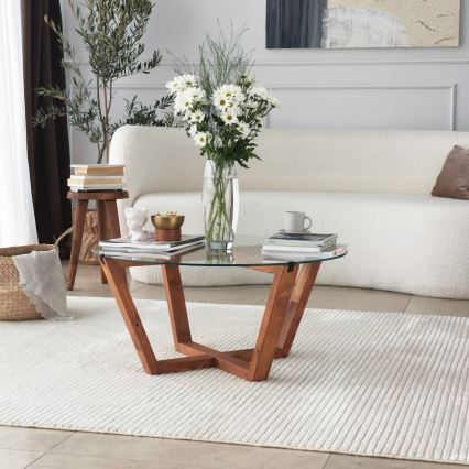 Coffee table LOTUS 35x75 cm brown/clear
