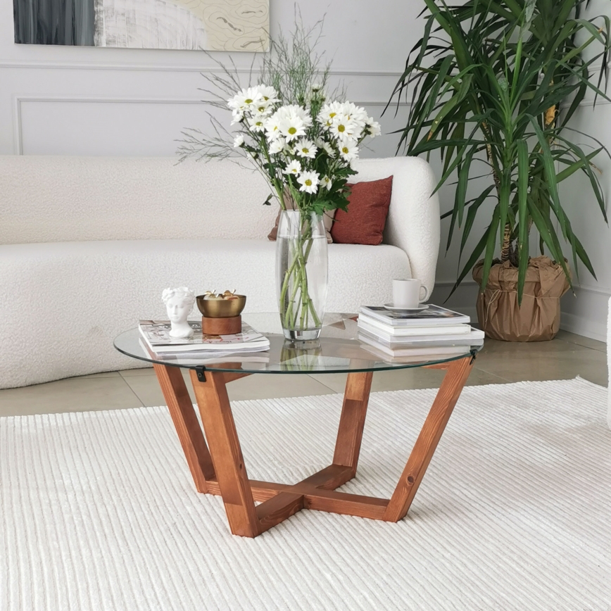 Coffee table LOTUS 35x75 cm brown/clear