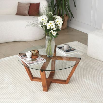 Coffee table LOTUS 35x75 cm brown/clear