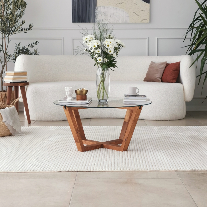 Coffee table LOTUS 35x75 cm brown/clear
