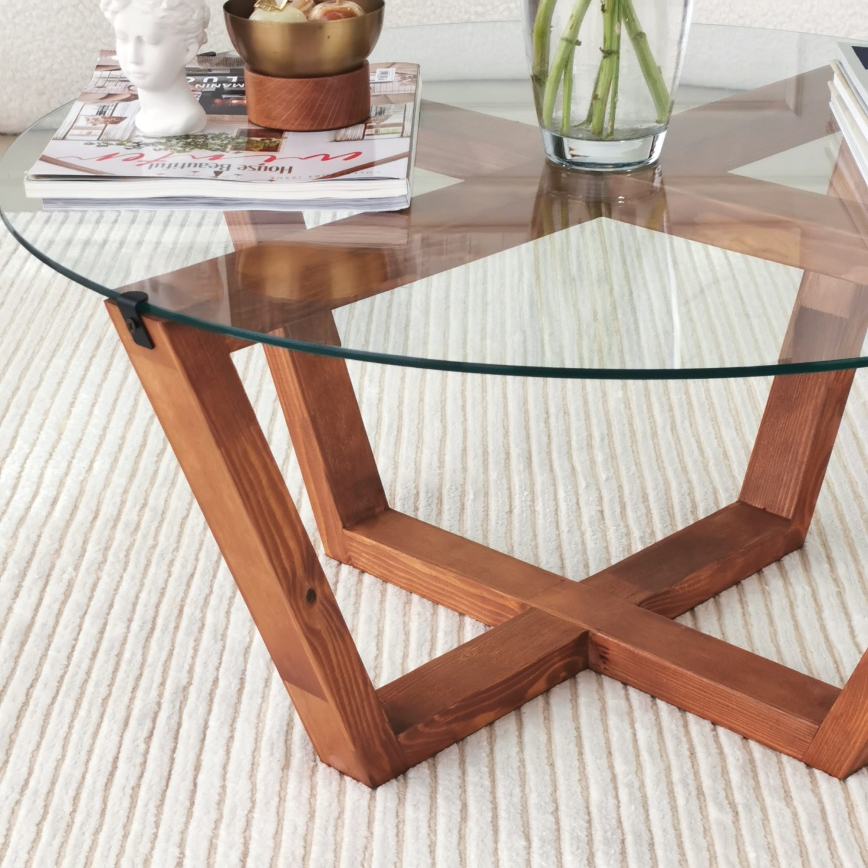 Coffee table LOTUS 35x75 cm brown/clear