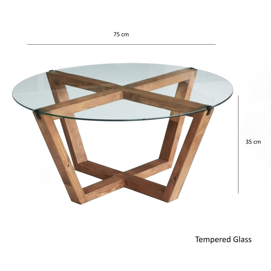 Coffee table LOTUS 35x75 cm brown/clear