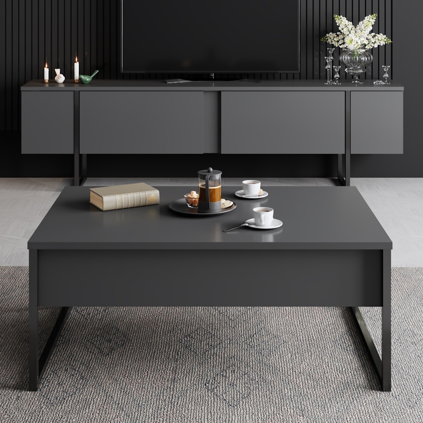 Coffee table LUXE 40x90 cm anthracite/black