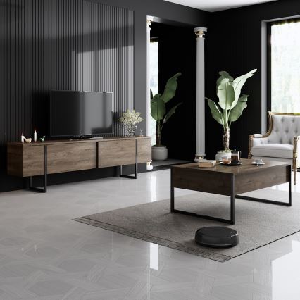 Coffee table LUXE 40x90 cm walnut/black