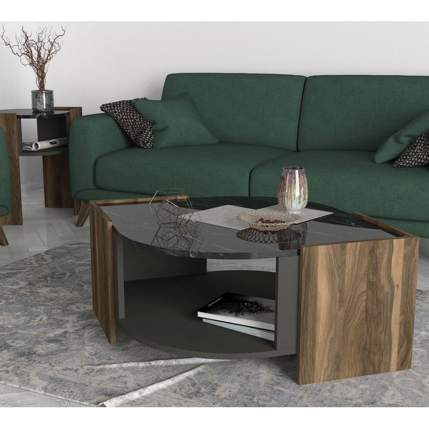 Coffee table MARBEL 40x75 cm brown/black
