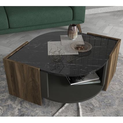 Coffee table MARBEL 40x75 cm brown/black