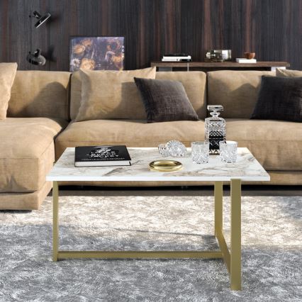 Coffee table MERIDETHS 45x92 cm gold/white