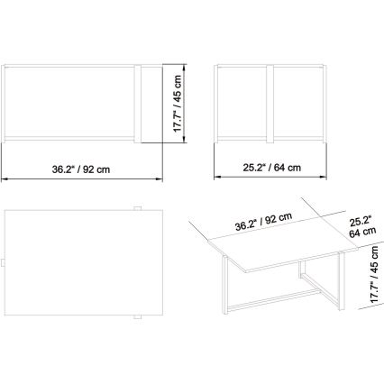Coffee table MERIDETHS 45x92 cm gold/white