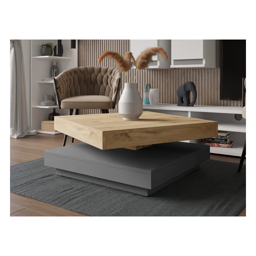 Coffee table NENANI 34x70 cm grey/oak wotan