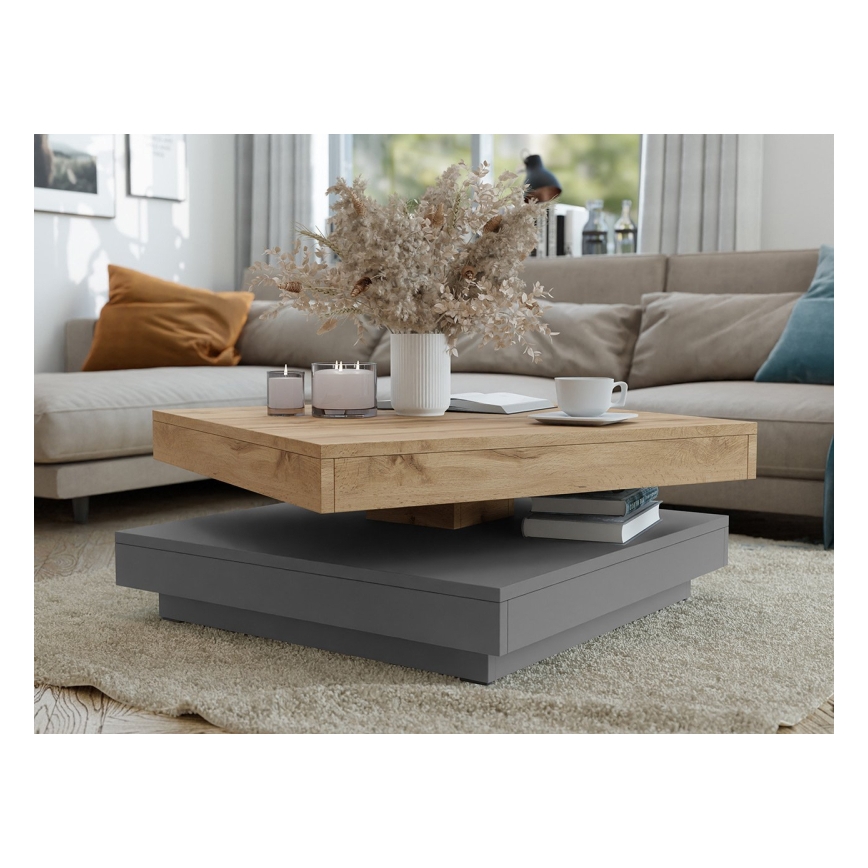Coffee table NENANI 34x70 cm grey/oak wotan