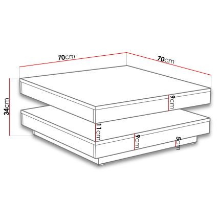 Coffee table NENANI 34x70 cm grey/oak wotan