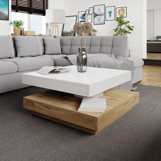 Coffee table NENANI 34x70 cm white/oak wotan
