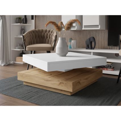 Coffee table NENANI 34x70 cm white/oak wotan