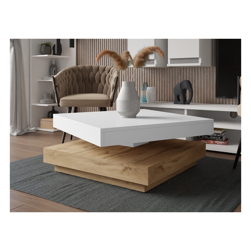 Coffee table NENANI 34x70 cm white/oak wotan