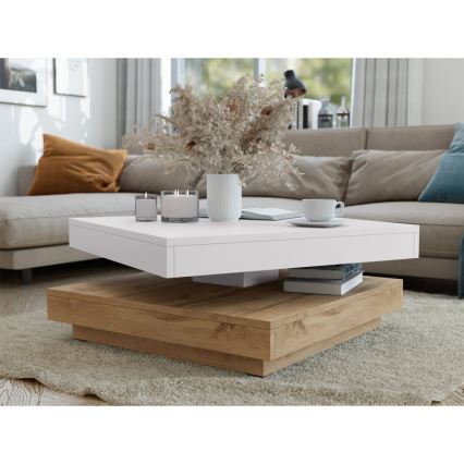 Coffee table NENANI 34x70 cm white/oak wotan