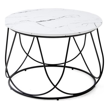 Coffee table NUBIRA 41x60 cm black/marble decor