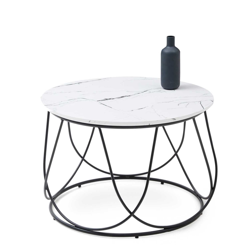 Coffee table NUBIRA 41x60 cm black/marble decor