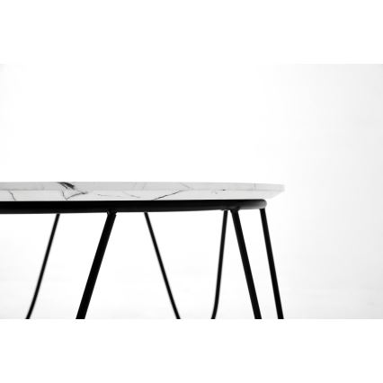 Coffee table NUBIRA 41x60 cm black/marble decor