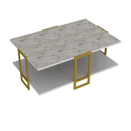Coffee table POLKA 36,6x91,5 cm gold/white