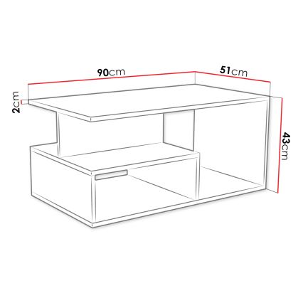 Coffee table PRIMA 43x90 cm white