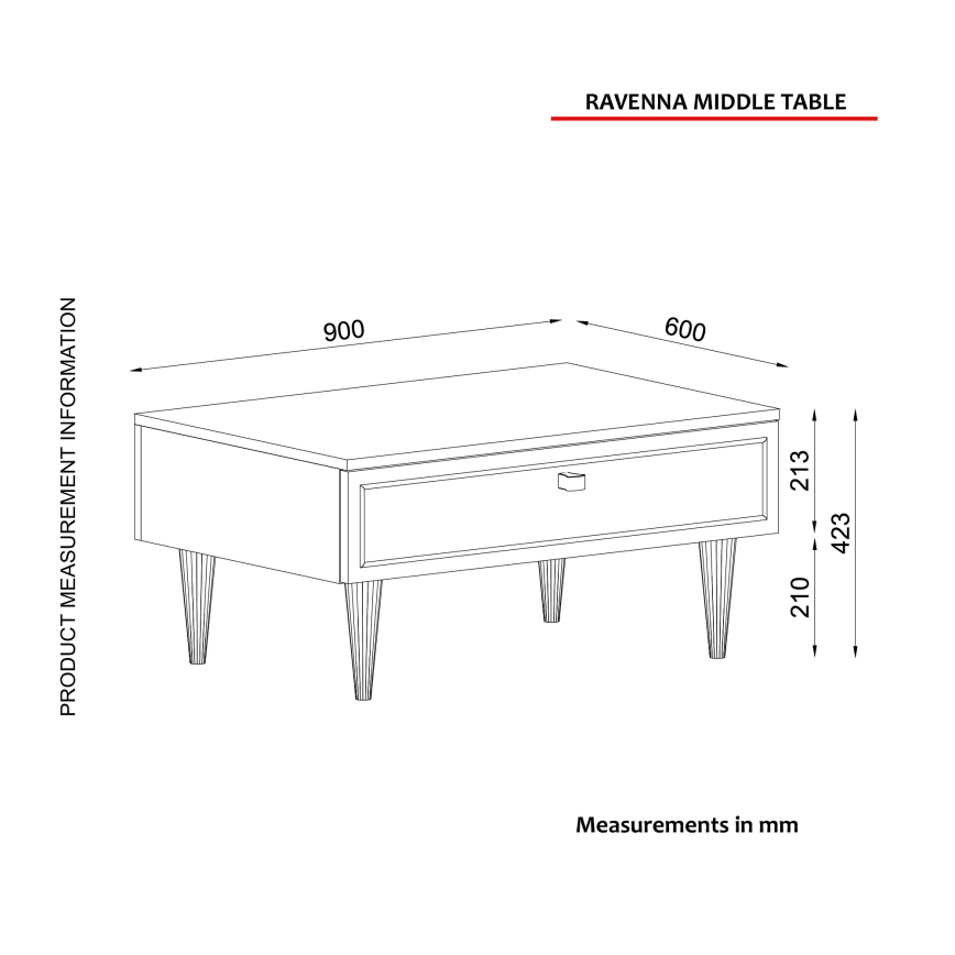 Coffee table RAVENNA 60x90 cm white