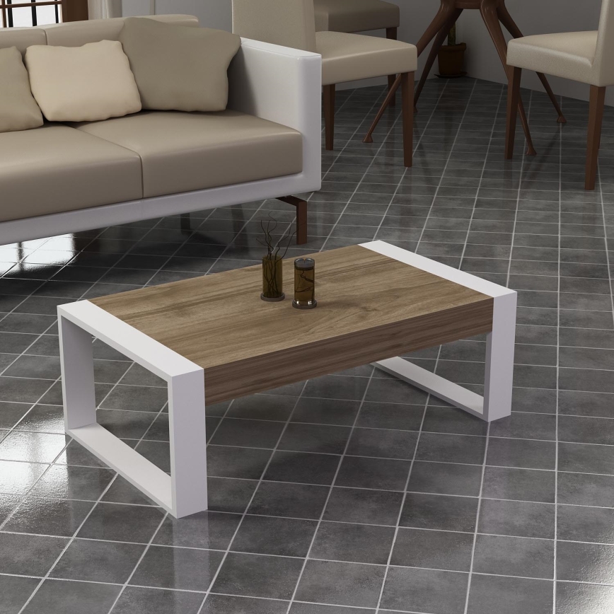 Coffee table RETRO 40x90 cm white/brown