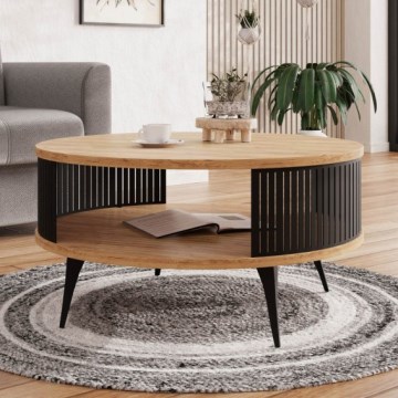 Coffee table ROENNI 44x75 cm black/golden oak