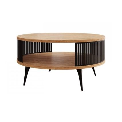 Coffee table ROENNI 44x75 cm black/golden oak