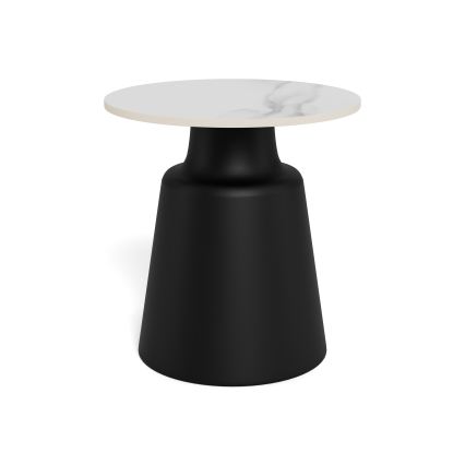 Coffee table SANTORINI Ø 45 cm travertine/black/ceramic
