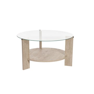 Coffee table SFERA Ø 75 cm travertine/clear