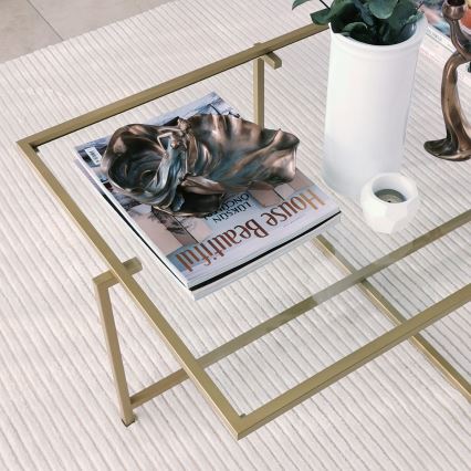 Coffee table SUN 35x94 cm gold/clear