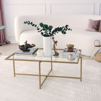 Coffee table SUN 35x94 cm gold/clear