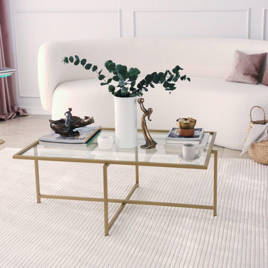 Coffee table SUN 35x94 cm gold/clear