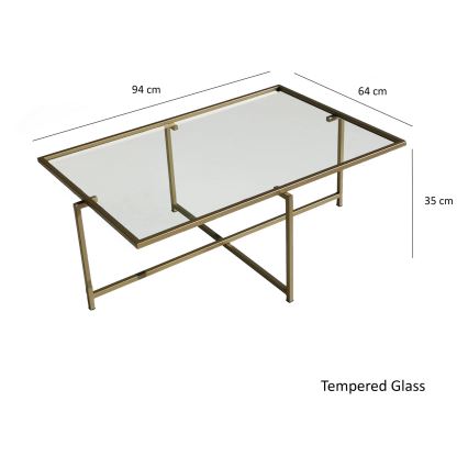 Coffee table SUN 35x94 cm gold/clear