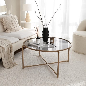 Coffee table SUN 40x83 cm gold/clear