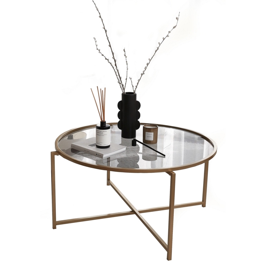 Coffee table SUN 40x83 cm gold/clear