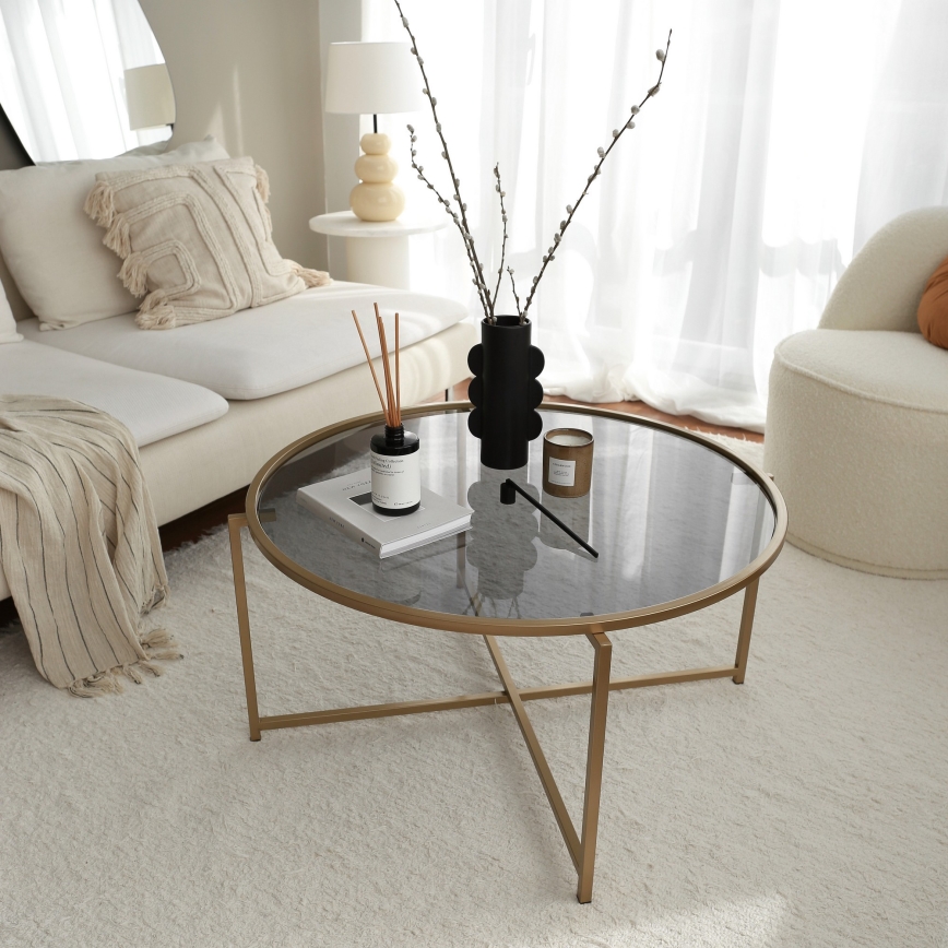 Coffee table SUN 40x83 cm gold/clear