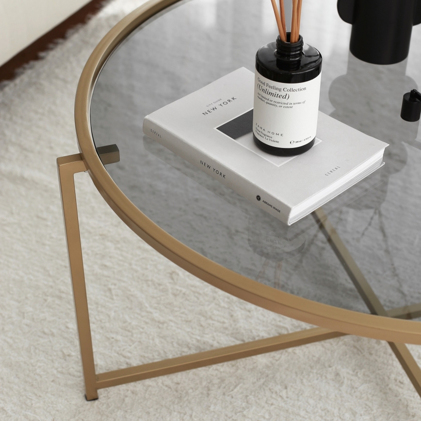 Coffee table SUN 40x83 cm gold/clear