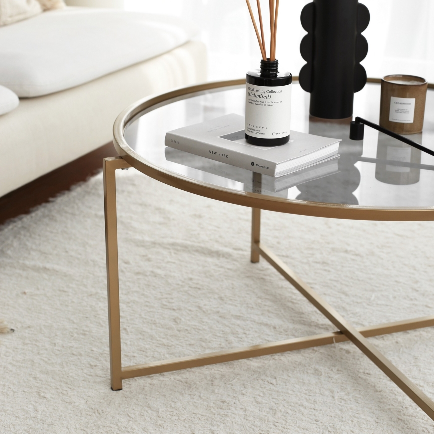 Coffee table SUN 40x83 cm gold/clear