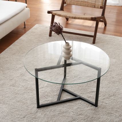 Coffee table TRIO 42x75 cm transparent/black