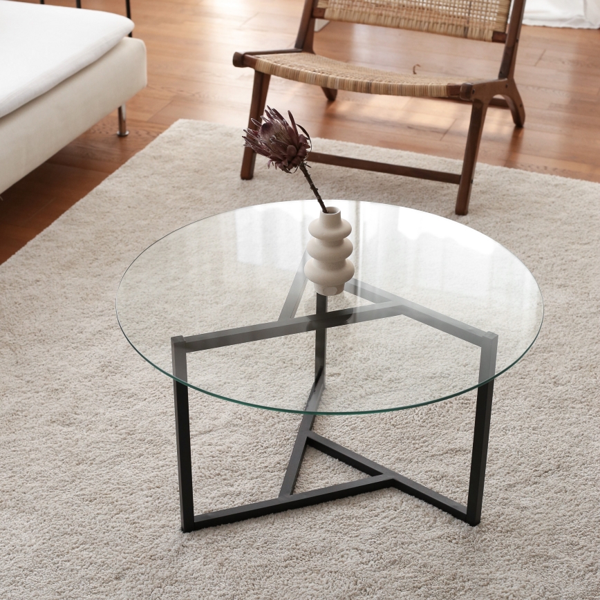 Coffee table TRIO 42x75 cm transparent/black